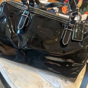 Coach Glossy Black Satchel